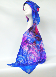 Silk Scarf Blue Purple Pink spiral