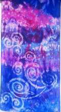 Load image into Gallery viewer, Silk Scarf Blue Purple Pink spiral
