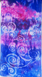 Silk Scarf Blue Purple Pink spiral