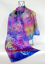 Load image into Gallery viewer, Silk Satin Scarf Celtic Lilac Rainbow
