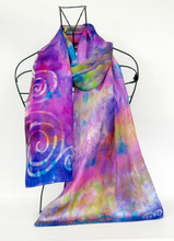 Load image into Gallery viewer, Silk Satin Scarf Celtic Lilac Rainbow
