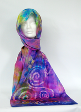 Load image into Gallery viewer, Silk Satin Scarf Celtic Lilac Rainbow
