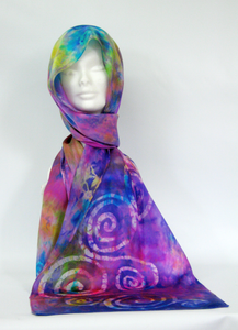 Silk Satin Scarf Celtic Lilac Rainbow