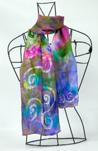 Load image into Gallery viewer, Silk Satin Neck Scarf Celtic Flower Power
