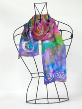 Load image into Gallery viewer, Silk Satin Neck Scarf Celtic Flower Power
