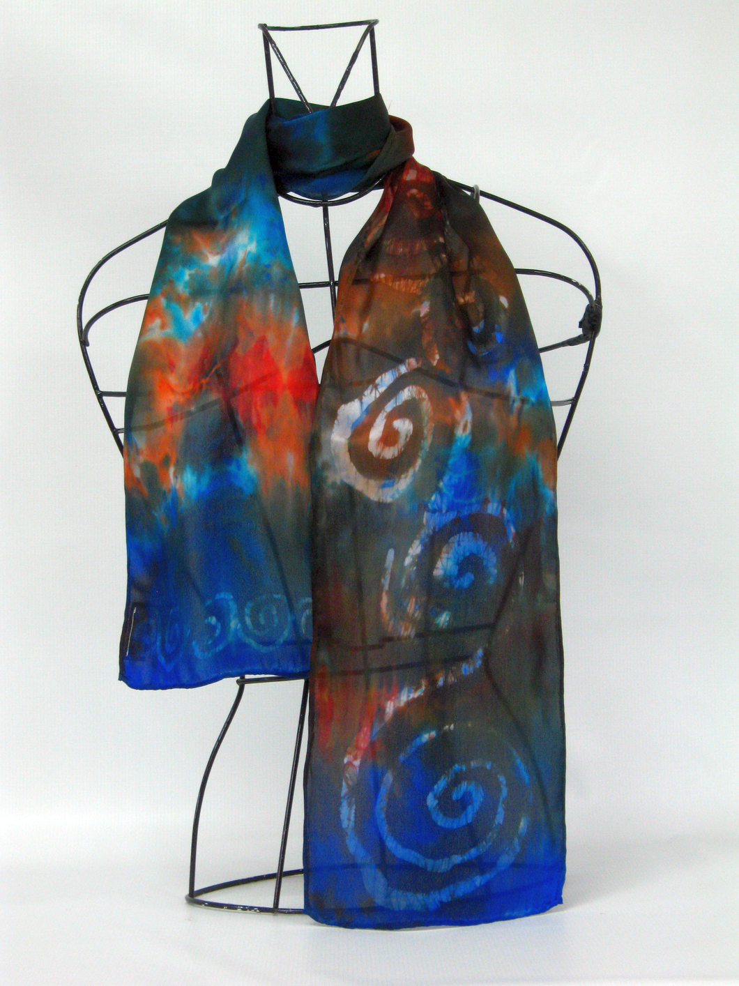 Silk Satin Neck Scarf Celtic Rustic Navy