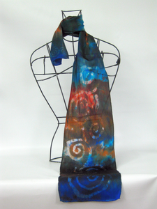 Silk Satin Neck Scarf Celtic Rustic Navy