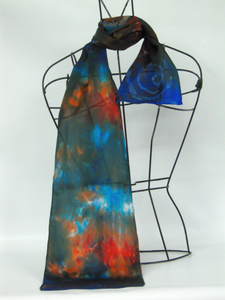 Silk Satin Neck Scarf Celtic Rustic Navy