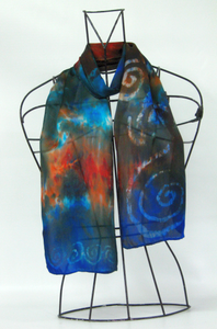 Silk Satin Neck Scarf Celtic Rustic Navy