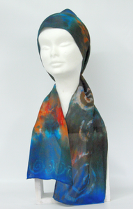 Silk Satin Neck Scarf Celtic Rustic Navy