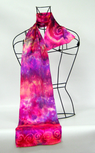 Silk Satin Neck Scarf Celtic Sunset Rose