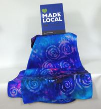 Load image into Gallery viewer, A Hand Painted Silk Satin Scarf Celtic Blue Pink Haze
