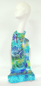 Silk Satin Scarf Celtic Spring Garden Greens