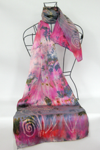 Load image into Gallery viewer, Silk Satin Scarf Celtic Floral Pinks and Greys
