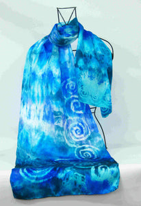 Silk Satin Scarf Celtic Teal Ocean