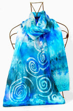 Load image into Gallery viewer, Silk Satin Scarf Celtic Teal Ocean
