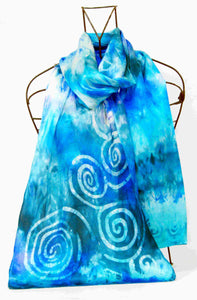 Silk Satin Scarf Celtic Teal Ocean