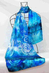 Silk Satin Scarf Celtic Teal Ocean