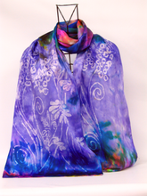 Load image into Gallery viewer, Silk Satin Scarf Lilac Flower Gardsn
