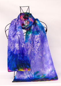 Silk Satin Scarf Lilac Flower Gardsn