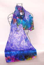 Load image into Gallery viewer, Silk Satin Scarf Lilac Flower Gardsn
