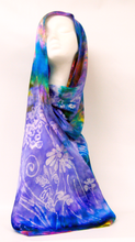 Load image into Gallery viewer, Silk Satin Scarf Lilac Flower Gardsn
