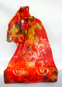 Silk Scarf Autumnal Red Tree