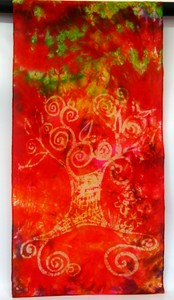 Silk Scarf Autumnal Red Tree