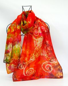 Silk Scarf Autumnal Red Tree