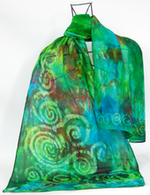 Load image into Gallery viewer, Silk Scarf The Celtic Earth Emerald
