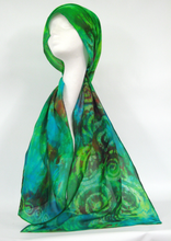 Load image into Gallery viewer, Silk Scarf The Celtic Earth Emerald
