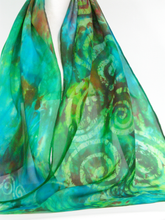 Load image into Gallery viewer, Silk Scarf The Celtic Earth Emerald
