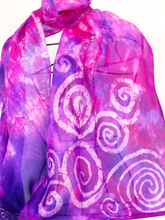 Load image into Gallery viewer, Silk Scarf Celtic Purple Fuschia Dream
