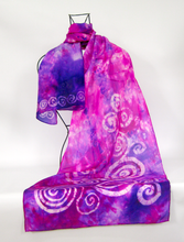 Load image into Gallery viewer, Silk Scarf Celtic Purple Fuschia Dream
