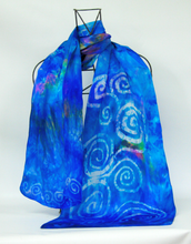 Load image into Gallery viewer, silk_scarf_with_Celtic_spiral_design
