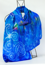 Load image into Gallery viewer, brilliant_blue_with_pale_spirals_done_in_the_art_of_batik
