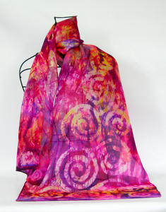 Silk Scarf Hand Painted Celtic Crimson Sunset