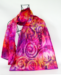 Silk Scarf Hand Painted Celtic Crimson Sunset