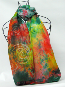 Silk Scarf Celtic Forrest Red Sunset