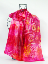 Load image into Gallery viewer, Silk Scarf Hand Painted Celtic Pink Summer
