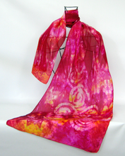 Load image into Gallery viewer, Silk Scarf Hand Painted Celtic Pink Summer
