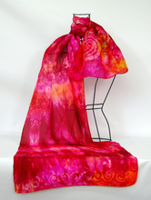 Load image into Gallery viewer, Silk Scarf Hand Painted Celtic Pink Summer
