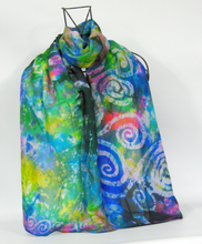 Load image into Gallery viewer, Silk Habotai Scarf Celtic Summer Rainbow Garden
