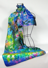 Load image into Gallery viewer, Silk Habotai Scarf Celtic Summer Rainbow Garden
