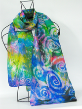 Load image into Gallery viewer, Silk Habotai Scarf Celtic Summer Rainbow Garden
