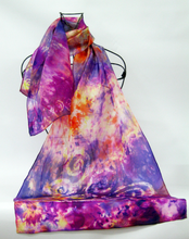 Load image into Gallery viewer, Silk Scarf Light Weight Celtic Purple Sunset
