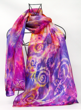 Load image into Gallery viewer, Silk Scarf Light Weight Celtic Purple Sunset
