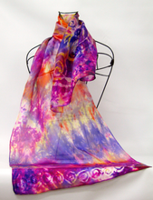 Load image into Gallery viewer, Silk Scarf Light Weight Celtic Purple Sunset
