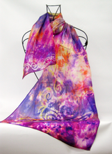 Load image into Gallery viewer, Silk Scarf Light Weight Celtic Purple Sunset
