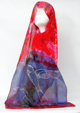 Load image into Gallery viewer, Silk Habotai Scarf Swallow Red
